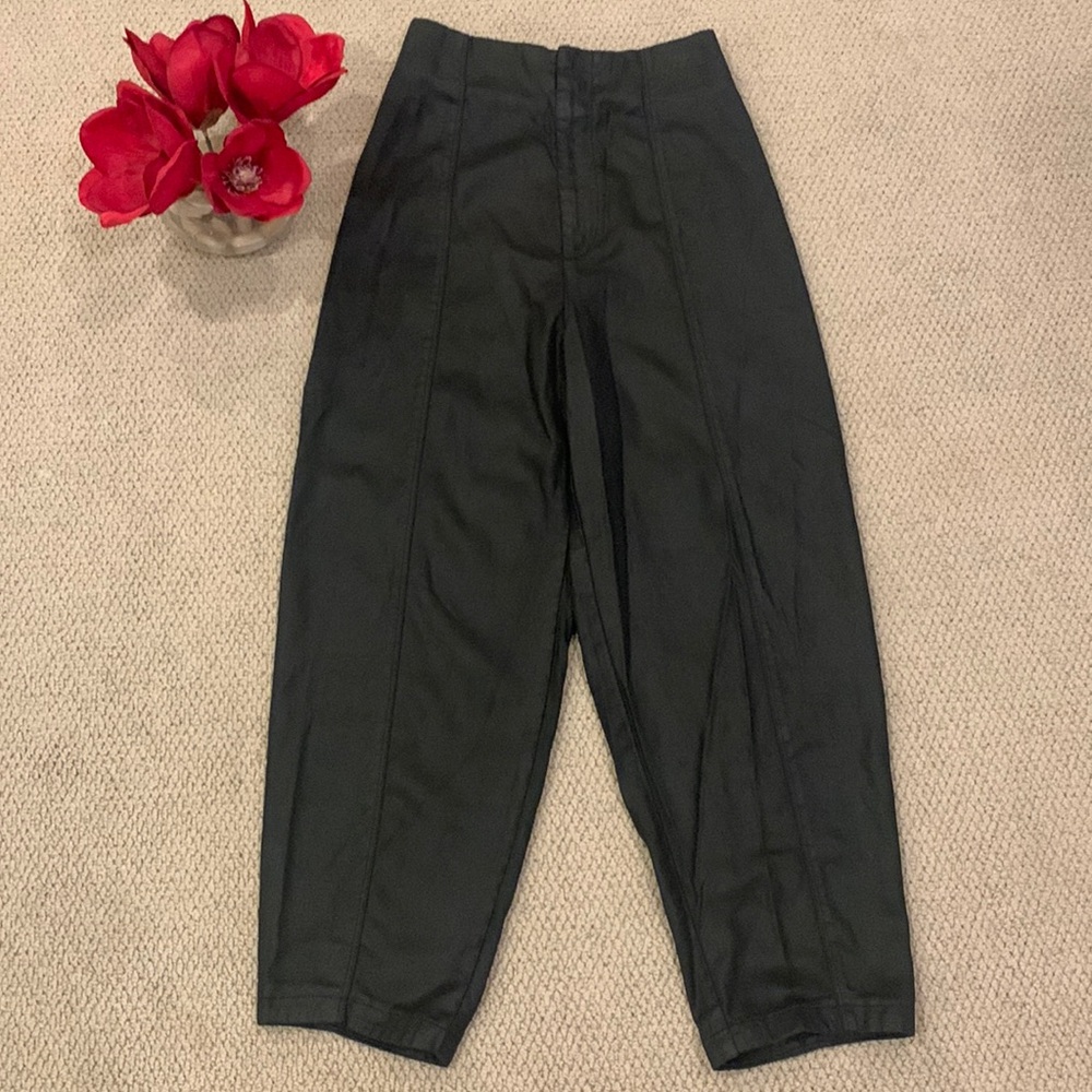 🌹ZARA • Super Stylish Mat Black High - Waist Baggy Look Pants •